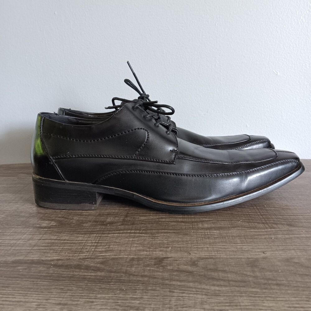 Amali Men's Black Faux-Leather Lace Up Tuxedo Oxford Dress Shoes Size 11